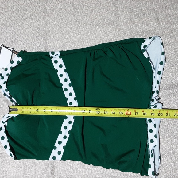 RETRO STAGE Elegant Green Polka Dot One-Piece Swimsuit Size XL. - Picture 5 of 8